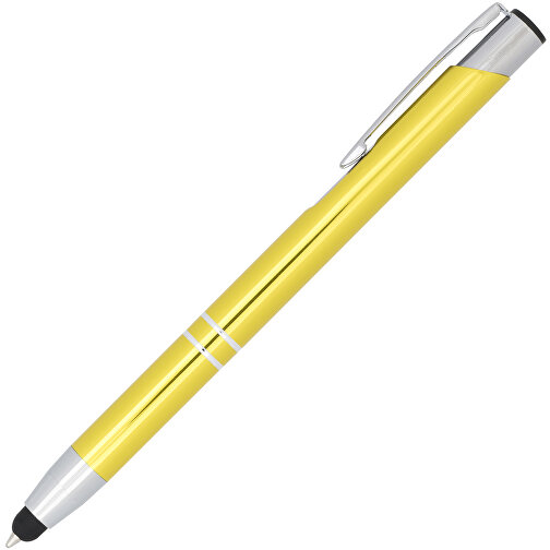 Moneta Kugelschreiber Mit Metall Touchpen , gelb, Aluminium, 13,80cm x 13,50cm (Länge x Höhe), Bild 2