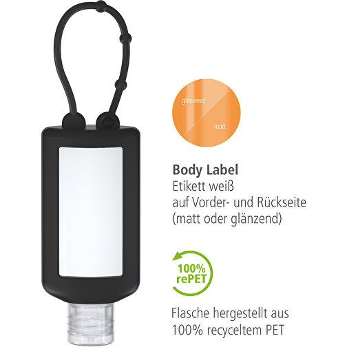 Handrengöringsgel, 50 ml Bumper (svart), Body Label (R-PET), Bild 3