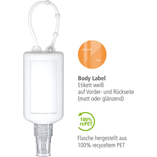 Spray de nettoyage des mains, Bumper de 50 ml, white, Body Label (R-PET), Image 3