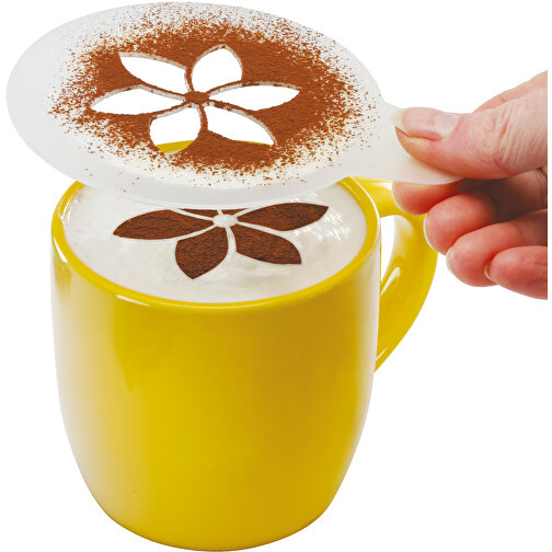 Cappuccino-Schablone 'Blume' , gefrostet glasklar, PP, 12,40cm x 0,10cm x 9,70cm (Länge x Höhe x Breite), Bild 3