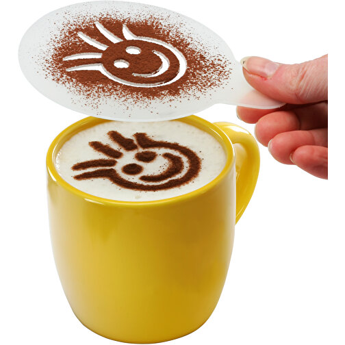 Cappuccino-Schablone 'Gesicht' , gefrostet glasklar, PP, 12,40cm x 0,10cm x 9,70cm (Länge x Höhe x Breite), Bild 3