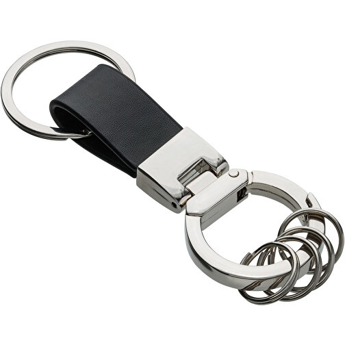 Schlüsselanhänger RE98-MONCOFA , Re98, schwarz, Metall, Kunstleder, 10,50cm x 1,20cm x 3,50cm (Länge x Höhe x Breite), Bild 1