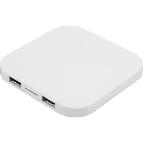 Kabelloses Ladepad Inklusive 2 USB-Anschlüssen (5W) , weiß, ABS, 0,90cm x 9,00cm x 9,00cm (Länge x Höhe x Breite), Bild 1