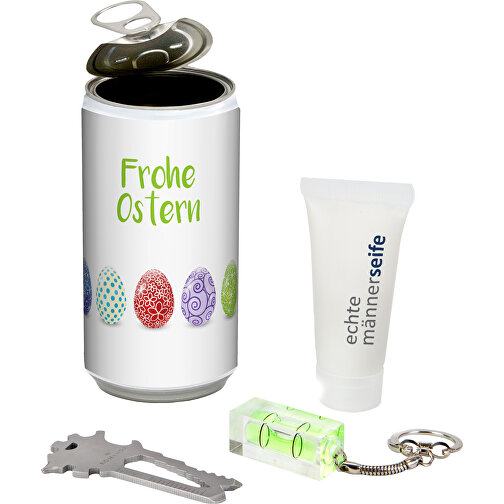 Set de regalo / Set de presente: Pascua secreta de hombres, Nido en lata - Etiqueta: Frohe Ostern - , Imagen 1