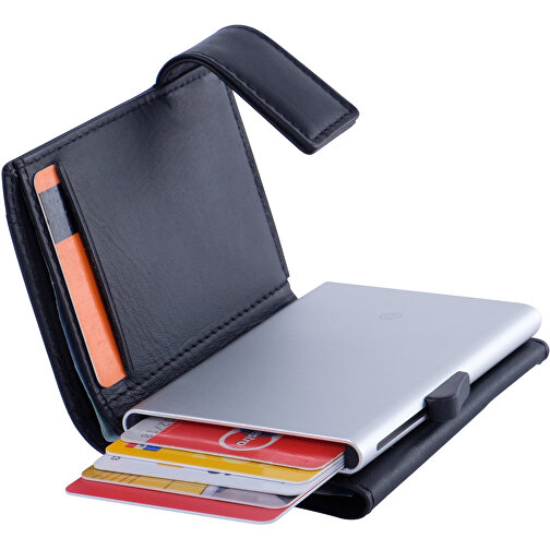C-Secure RFID Börse , schwarz, Rindleder, 10,00cm x 6,50cm (Länge x Breite), Bild 3
