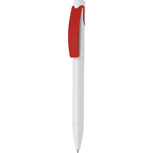 Kugelschreiber Punto , weiss / rot, ABS, 14,70cm (Länge), Bild 1