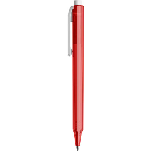 Pigra P04 Push Kugelschreiber , rot / weiß, ABS-Kunststoff, 14,10cm x 1,40cm (Länge x Breite), Bild 1