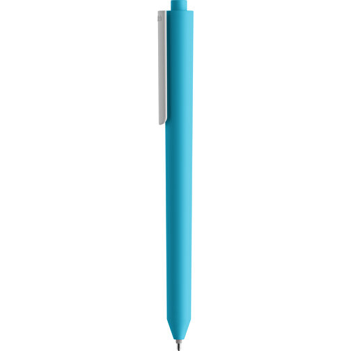 Pigra P03 Push Kugelschreiber , hellblau / weiss, ABS-Kunststoff, 14,00cm x 1,30cm (Länge x Breite), Bild 1