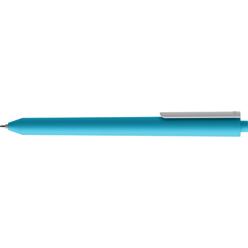 Pigra P03 Push Kugelschreiber , hellblau / weiss, ABS-Kunststoff, 14,00cm x 1,30cm (Länge x Breite), Bild 5