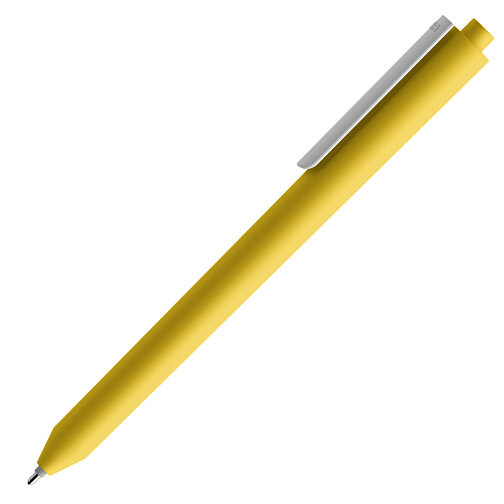 Pigra P03 Push Kugelschreiber , gelb / weiß, ABS-Kunststoff, 14,00cm x 1,30cm (Länge x Breite), Bild 4