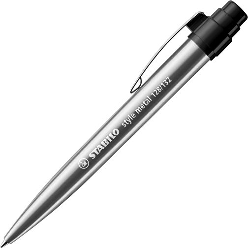 STABILO Style Metal Kugelschreiber , Stabilo, silber/schwarz, Metall, 14,00cm x 1,90cm x 1,50cm (Länge x Höhe x Breite), Bild 2