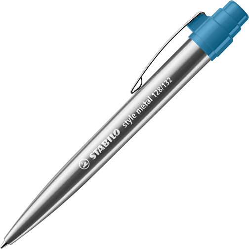 STABILO Style Metal Kugelschreiber , Stabilo, silber/topasblau, Metall, 14,00cm x 1,90cm x 1,50cm (Länge x Höhe x Breite), Bild 2