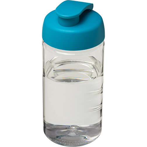 H2O Active® Bop 500 Ml Sportflasche Mit Klappdeckel , transparent / aquablau, PET Kunststoff, PP Kunststoff, 17,40cm (Höhe), Bild 1