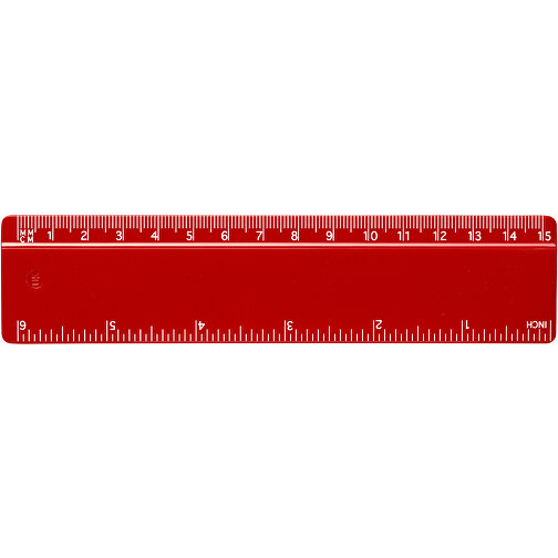 Renzo 15 Cm Kunststofflineal , rot, GPPS Kunststoff, 15,80cm x 0,30cm x 3,70cm (Länge x Höhe x Breite), Bild 1
