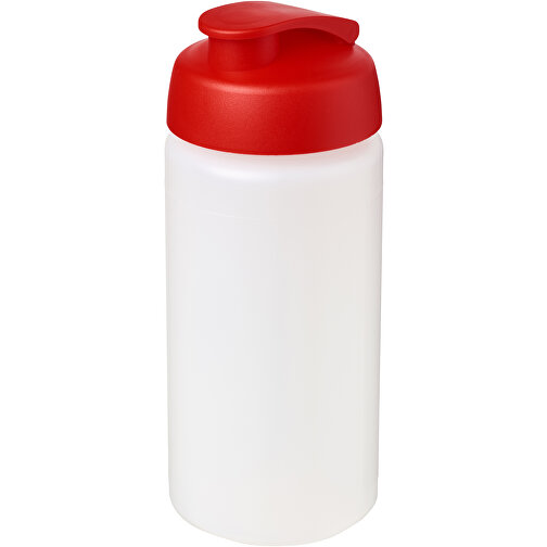 Baseline® Plus Grip 500 Ml Sportflasche Mit Klappdeckel , transparent / rot, HDPE Kunststoff, PP Kunststoff, 18,50cm (Höhe), Bild 1