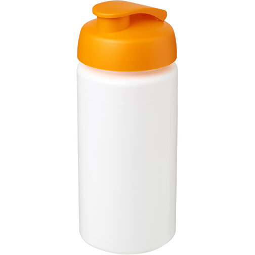 Baseline® Plus Grip 500 Ml Sportflasche Mit Klappdeckel , weiss / orange, HDPE Kunststoff, PP Kunststoff, 18,50cm (Höhe), Bild 1