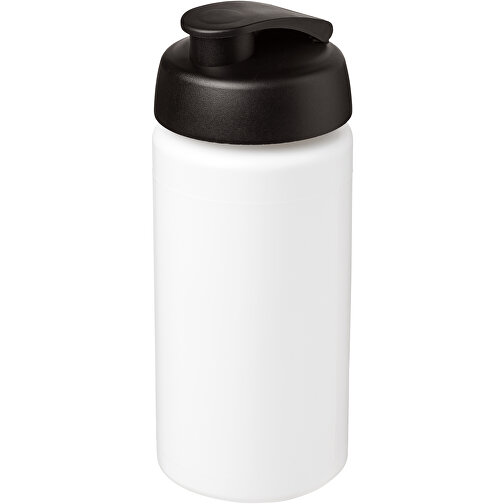 Baseline® Plus Grip 500 Ml Sportflasche Mit Klappdeckel , weiß / schwarz, HDPE Kunststoff, PP Kunststoff, 18,50cm (Höhe), Bild 1