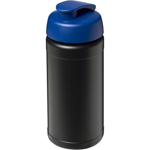 Baseline® Plus 500 Ml Sportflasche Mit Klappdeckel , schwarz / blau, HDPE Kunststoff, PP Kunststoff, 18,50cm (Höhe), Bild 1