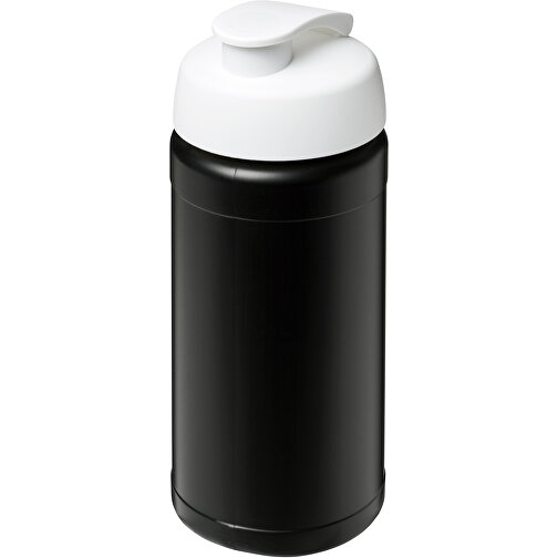 Baseline® Plus 500 Ml Sportflasche Mit Klappdeckel , schwarz / weiß, HDPE Kunststoff, PP Kunststoff, 18,50cm (Höhe), Bild 1