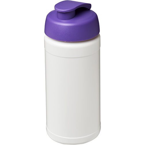 Baseline® Plus 500 Ml Sportflasche Mit Klappdeckel , weiß / lila, HDPE Kunststoff, PP Kunststoff, 18,50cm (Höhe), Bild 1