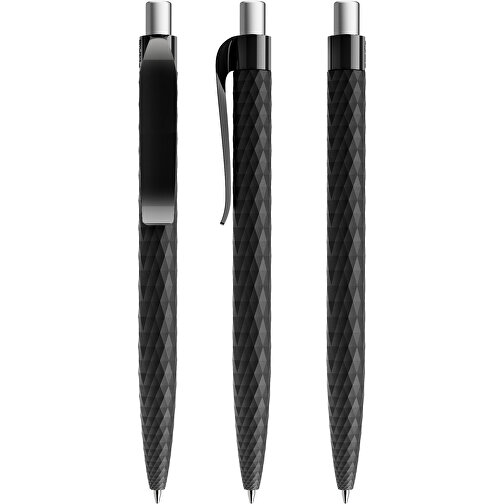 Prodir QS01 PMP Push Kugelschreiber , Prodir, schwarz/silber satiniert, Kunststoff/Metall, 14,10cm x 1,60cm (Länge x Breite), Bild 3