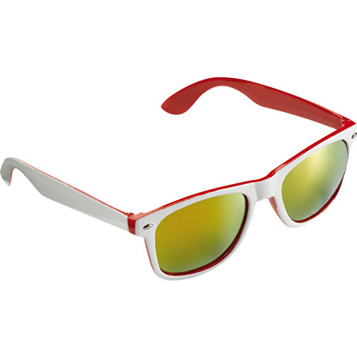 Sonnenbrille Jeffrey, Zweifarbig UV400 , weiß / rot, Polycarbonat, 14,50cm x 4,80cm x 14,50cm (Länge x Höhe x Breite), Bild 1