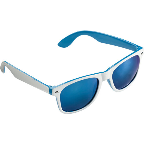 Sonnenbrille Jeffrey, Zweifarbig UV400 , weiss / blau, Polycarbonat, 14,50cm x 4,80cm x 14,50cm (Länge x Höhe x Breite), Bild 1
