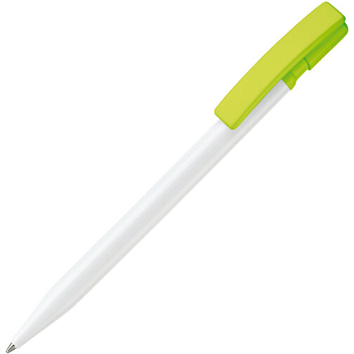 Kugelschreiber Nash Hardcolour , weiss / hellgrün, ABS, 14,50cm (Länge), Bild 2
