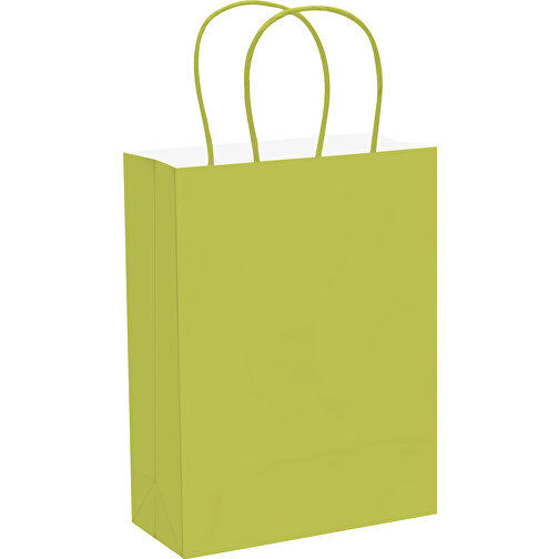 Grosse Papiertasche Im Eco Look 120g/m² , hellgrün, Papier, 30,00cm x 40,00cm x 12,00cm (Länge x Höhe x Breite), Bild 2