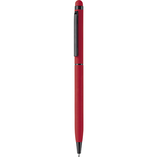 Kugelschreiber Stylus Metall Gummiert , rot, Aluminium, Metall, 13,60cm (Länge), Bild 1