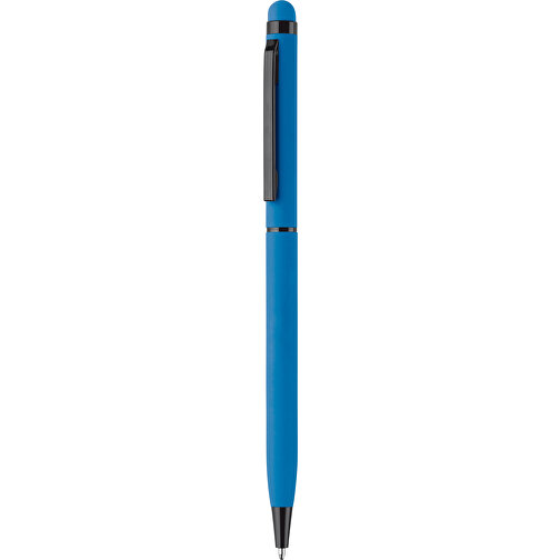 Kugelschreiber Stylus Metall Gummiert , blau, Aluminium, Metall, 13,60cm (Länge), Bild 1