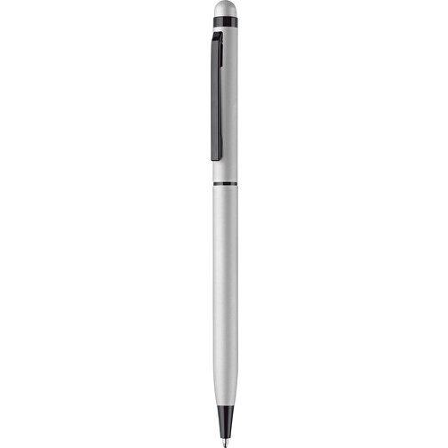 Kugelschreiber Stylus Metall Gummiert , silber, Aluminium, Metall, 13,60cm (Länge), Bild 1