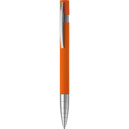 Kugelschreiber Santiago Gummiert , orange, Aluminium & Metall, 14,20cm (Länge), Bild 1