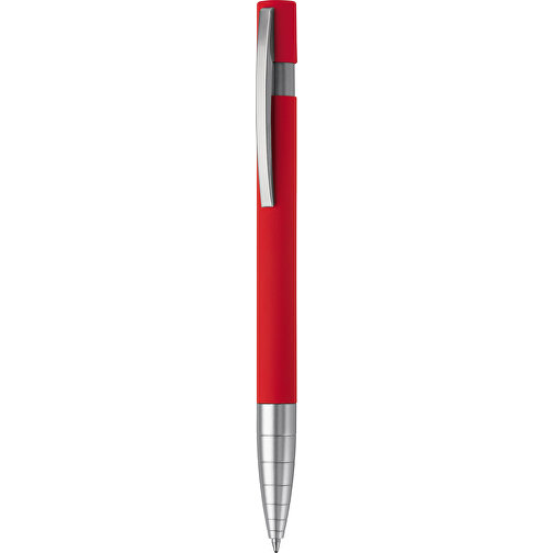 Kugelschreiber Santiago Gummiert , rot, Aluminium & Metall, 14,20cm (Länge), Bild 1