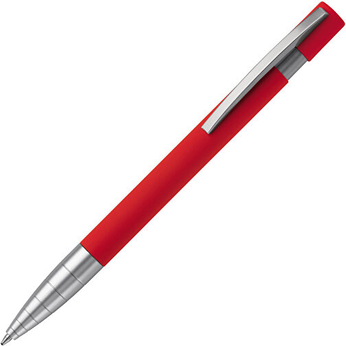 Kugelschreiber Santiago Gummiert , rot, Aluminium & Metall, 14,20cm (Länge), Bild 2