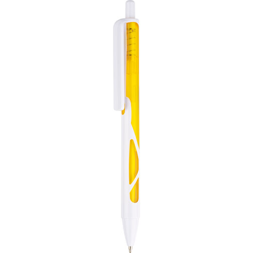 Kugelschreiber Favour Weiß , Promo Effects, weiß / gelb, Kunststoff, 14,20cm (Länge), Bild 1