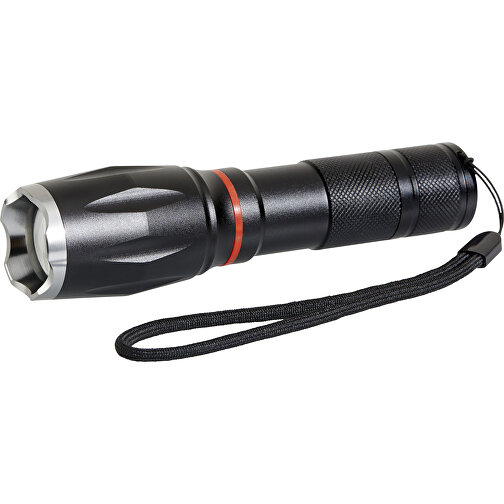 Multifunktions Taschenlampe Mit Zoom-Funktion Und Trageschlaufe , schwarz, Aluminium, 15,00cm (Höhe), Bild 4