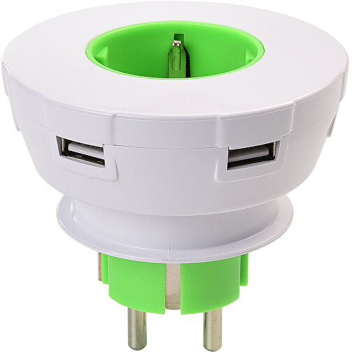 Ladekabel USB Plug , weiß-limonengrün, Kunststoff, 8,00cm (Höhe), Bild 1