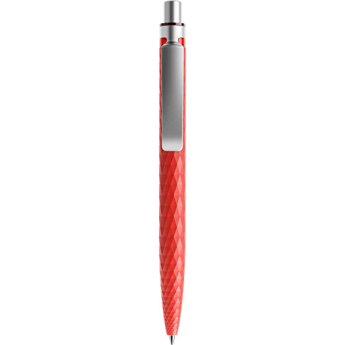Prodir QS01 PMS Push Kugelschreiber , Prodir, rot/silber satiniert, Kunststoff/Metall, 14,10cm x 1,60cm (Länge x Breite), Bild 1