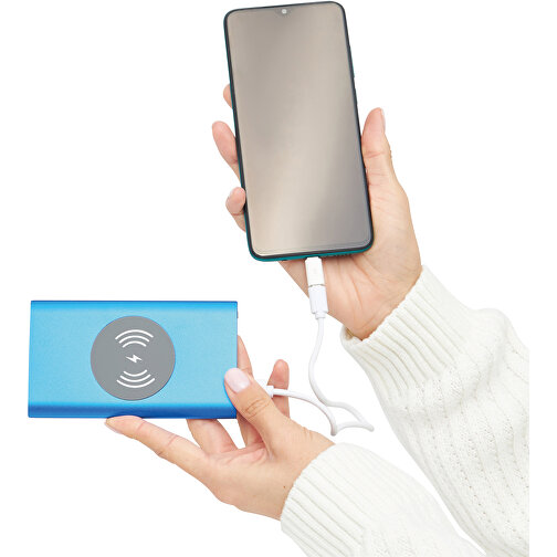 Powerbank WIRELESS POWER , blau, Aluminium / Silikon / Kunststoff, 12,20cm x 1,00cm x 7,00cm (Länge x Höhe x Breite), Bild 11