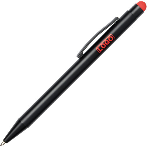 Alu-Kugelschreiber BLACK BEAUTY , rot, schwarz, Aluminium / Kunststoff, 14,00cm (Länge), Bild 2