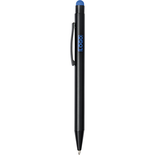 Alu-Kugelschreiber BLACK BEAUTY , blau, schwarz, Aluminium / Kunststoff, 14,00cm (Länge), Bild 1