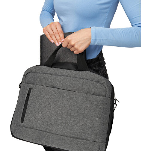 Laptoptasche YALE BAG , grau, schwarz, 300/600D Polyester, 41,00cm x 6,50cm x 31,00cm (Länge x Höhe x Breite), Bild 8