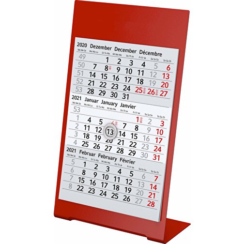 Desktop 3 Color Bestseller bordkalender, 1-årig, rød, Billede 2