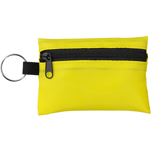 Valdemar 16-teilige Erste-Hilfe-Tasche Mit Schlüsselanhänger , gelb, 420D Polyester, 9,50cm x 6,00cm x 2,50cm (Länge x Höhe x Breite), Bild 4