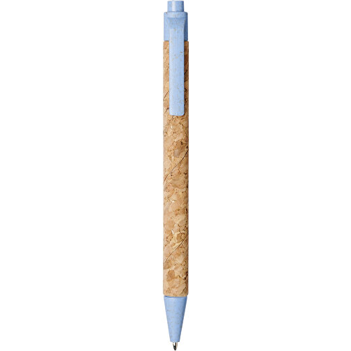 Midar Kugelschreiber Aus Kork Und Weizenstroh , Green Concept, natur / hellblau, Kork, Weizenstroh, Kunststoff, 14,00cm (Länge), Bild 1