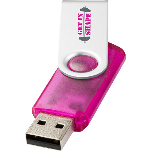 Rotate Transculent USB-Stick , rosa MB , 4 GB , Kunststoff, Aluminium MB , 5,80cm x 1,90cm x 1,00cm (Länge x Höhe x Breite), Bild 2