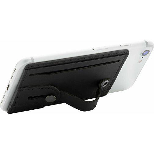 3-in1-RFID Kartenhalter Für Ihr Smartphone, Schwarz , schwarz, PU, 10,20cm x 0,30cm (Länge x Höhe), Bild 3