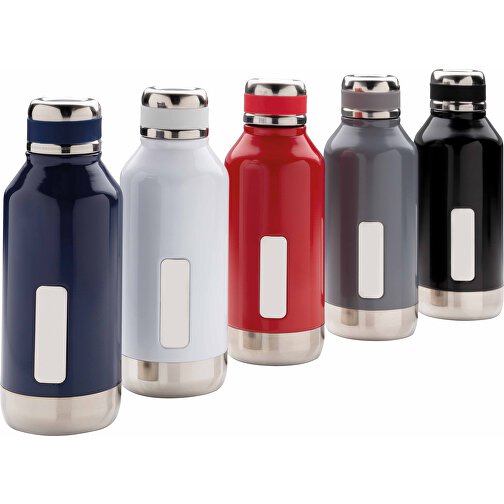 Auslaufsichere Vakuumflasche Mit Logoplatte, Weiß , weiß, Edelstahl, 20,30cm (Höhe), Bild 10