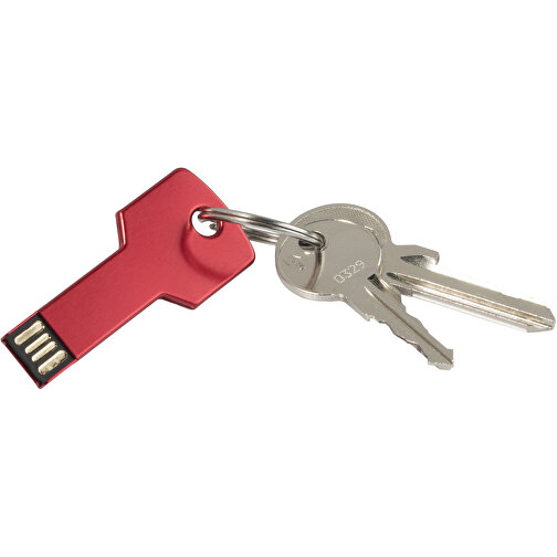 USB-Stick Schlüssel 2.0 64GB , Promo Effects MB , rot MB , 65 GB , Metall MB , 3 - 10 MB/s MB , 5,70cm x 2,40cm (Länge x Breite), Bild 2
